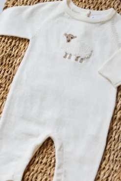 Tartine et Chocolat Combinaison longue Ecru broderie mouton| Combinaisons - Ensembles - Salopettes|Combinaisons - Ensembles - Salopettes