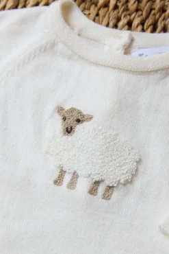 Tartine et Chocolat Combinaison longue Ecru broderie mouton| Combinaisons - Ensembles - Salopettes|Combinaisons - Ensembles - Salopettes