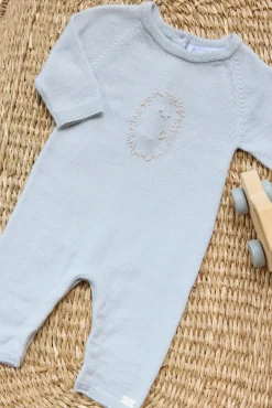 Tartine et Chocolat Combinaison longue Bleu céleste broderie hérisson| Combinaisons - Ensembles - Salopettes