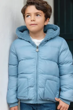 Tartine et Chocolat Doudoune Bleu grisé réversible|Enfant Manteaux - Vestes