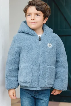 Tartine et Chocolat Doudoune Bleu grisé réversible|Enfant Manteaux - Vestes