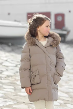 Tartine et Chocolat Doudoune longue Taupe|Enfant Manteaux - Vestes