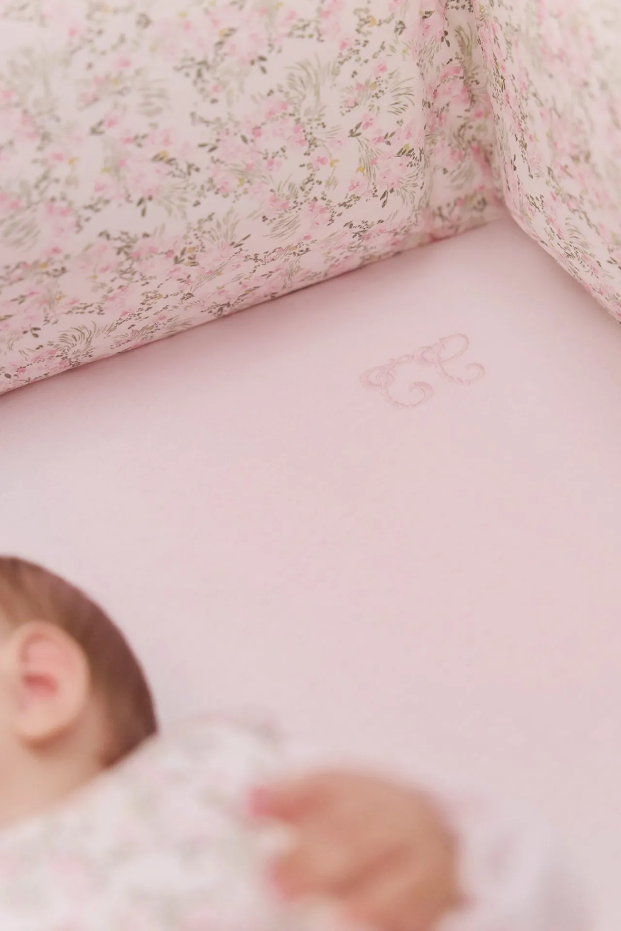 Tartine et Chocolat Drap housse Rose pâle jardin hivernal| Jardin Hivernal|Gigoteuses - Linges De Lit