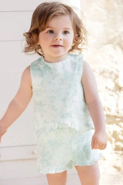 Tartine et Chocolat Ensemble court Vert d'eau inspiration Toile de Jouy| Ensembles - Salopettes
