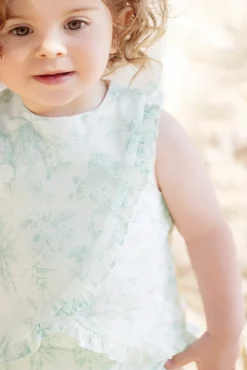 Tartine et Chocolat Ensemble court Vert d'eau inspiration Toile de Jouy| Ensembles - Salopettes