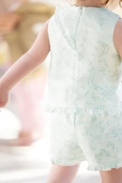 Tartine et Chocolat Ensemble court Vert d'eau inspiration Toile de Jouy| Ensembles - Salopettes