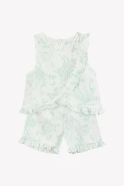 Tartine et Chocolat Ensemble court Vert d'eau inspiration Toile de Jouy| Ensembles - Salopettes