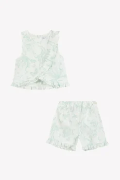 Tartine et Chocolat Ensemble court Vert d'eau inspiration Toile de Jouy| Ensembles - Salopettes