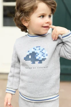 Tartine et Chocolat Ensemble jogging Gris hérisson pixel| Ensembles - Salopettes