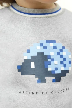 Tartine et Chocolat Ensemble jogging Gris hérisson pixel| Ensembles - Salopettes