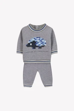 Tartine et Chocolat Ensemble jogging Gris hérisson pixel| Ensembles - Salopettes