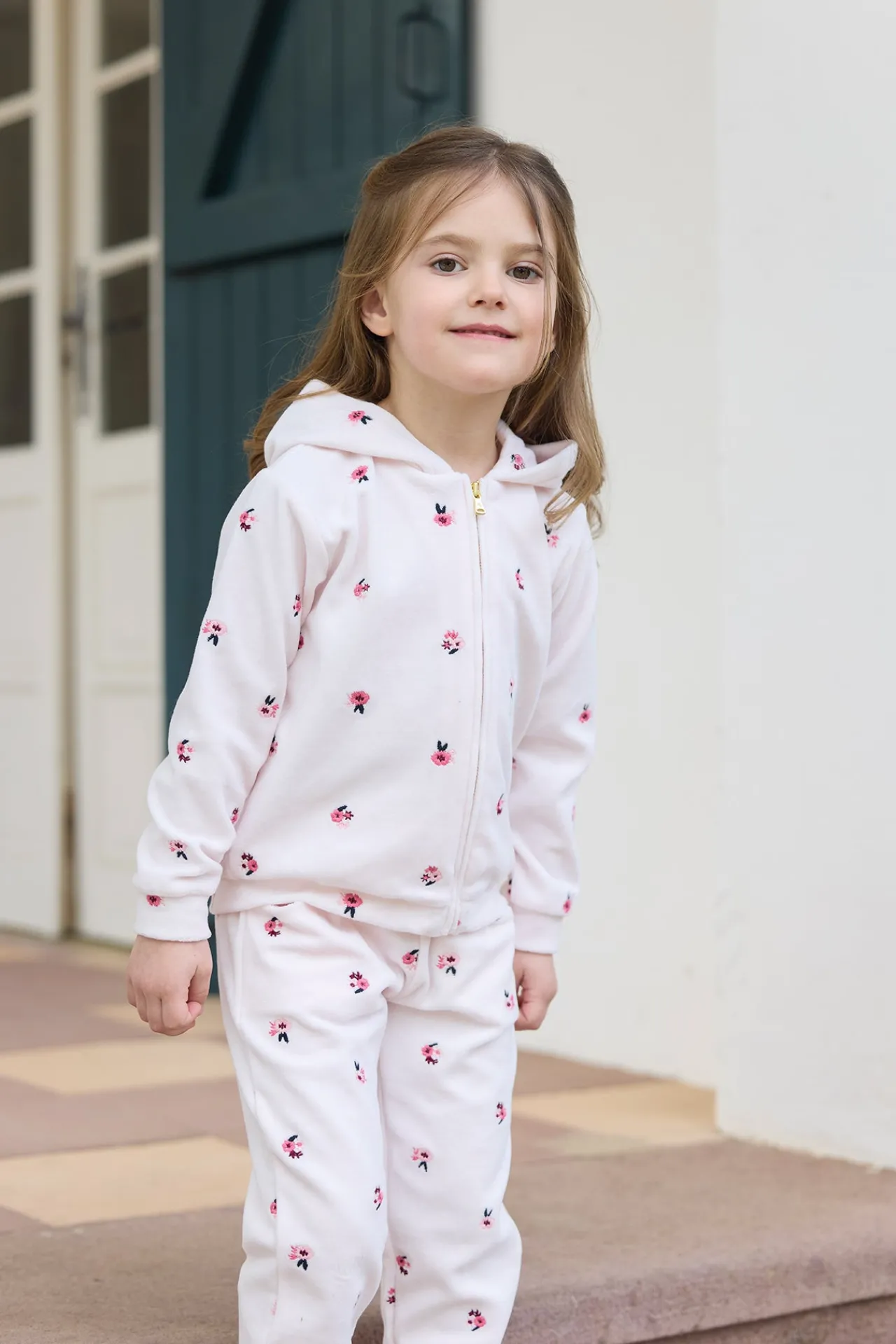 Tartine et Chocolat Ensemble jogging Rose pâle velours| Ensembles - Salopettes