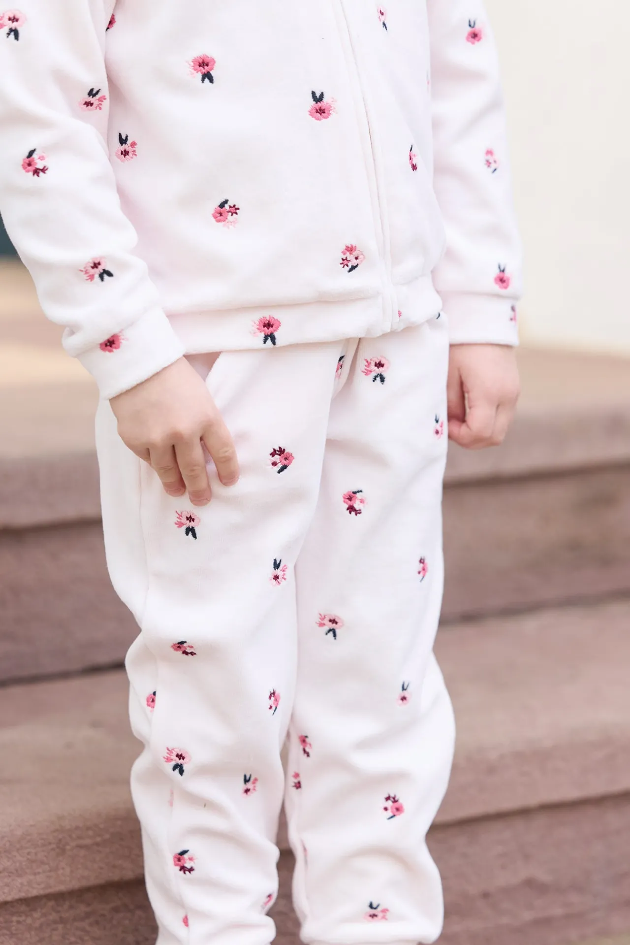 Tartine et Chocolat Ensemble jogging Rose pâle velours| Ensembles - Salopettes