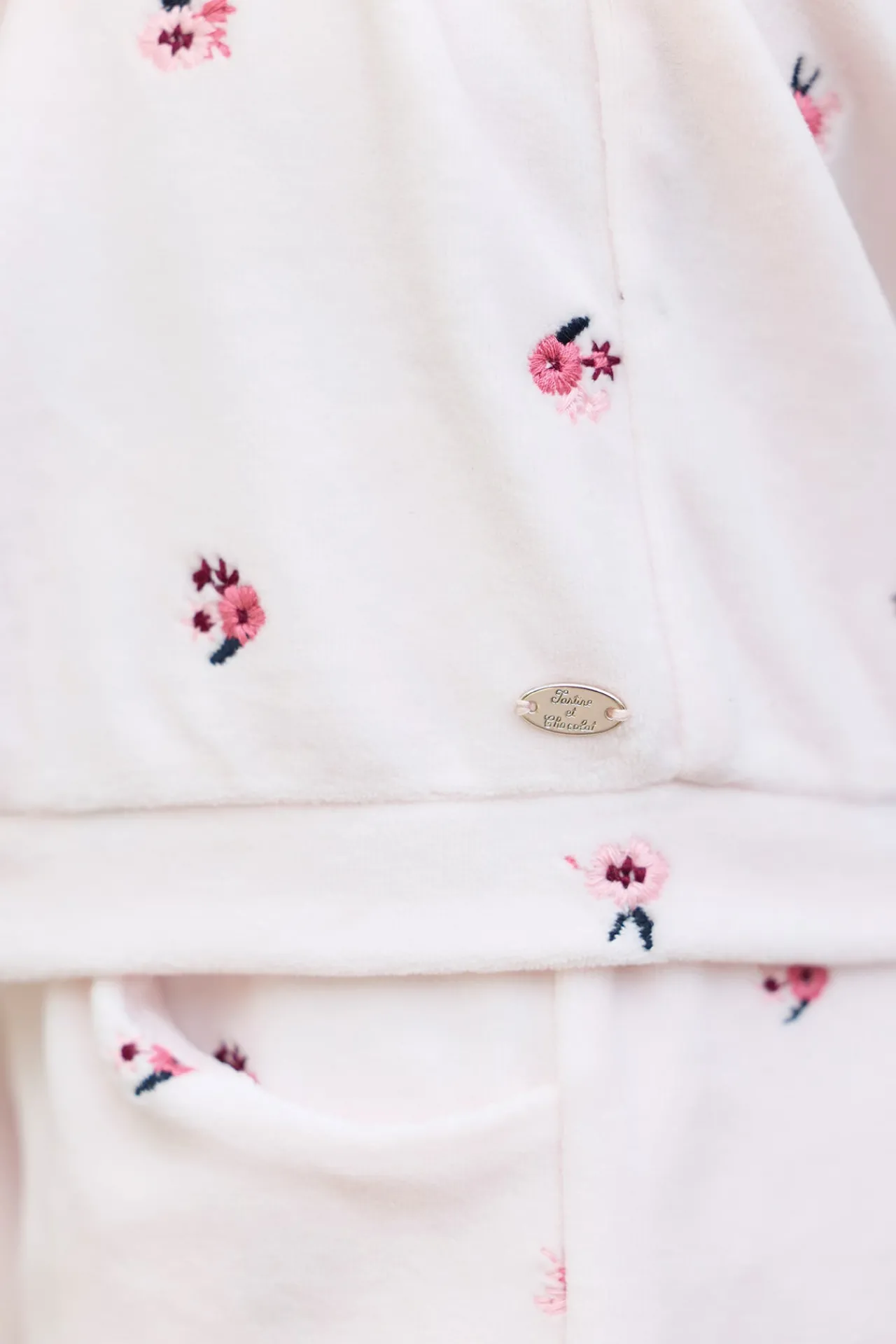 Tartine et Chocolat Ensemble jogging Rose pâle velours| Ensembles - Salopettes