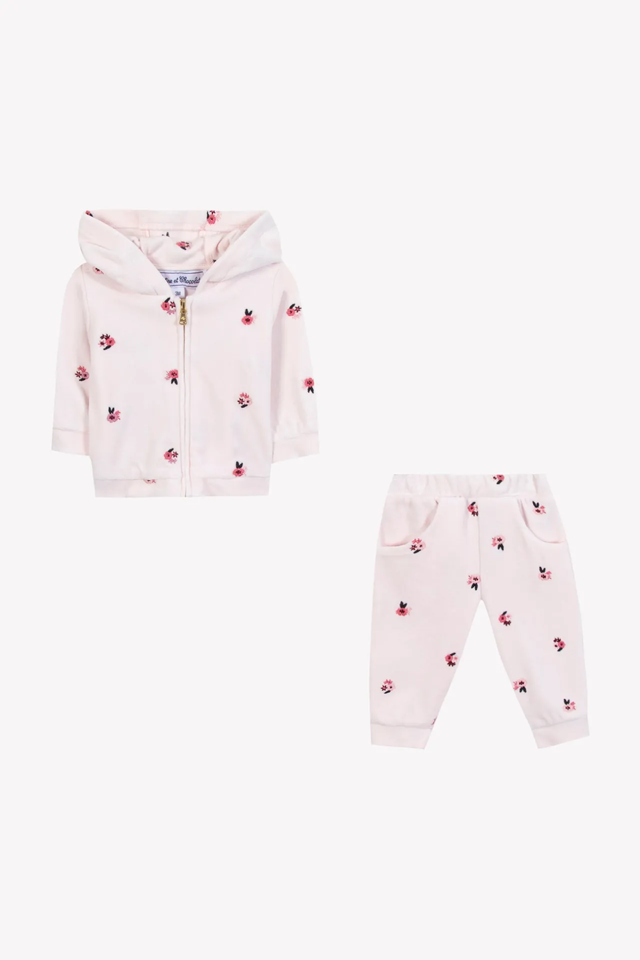 Tartine et Chocolat Ensemble jogging Rose pâle velours| Ensembles - Salopettes