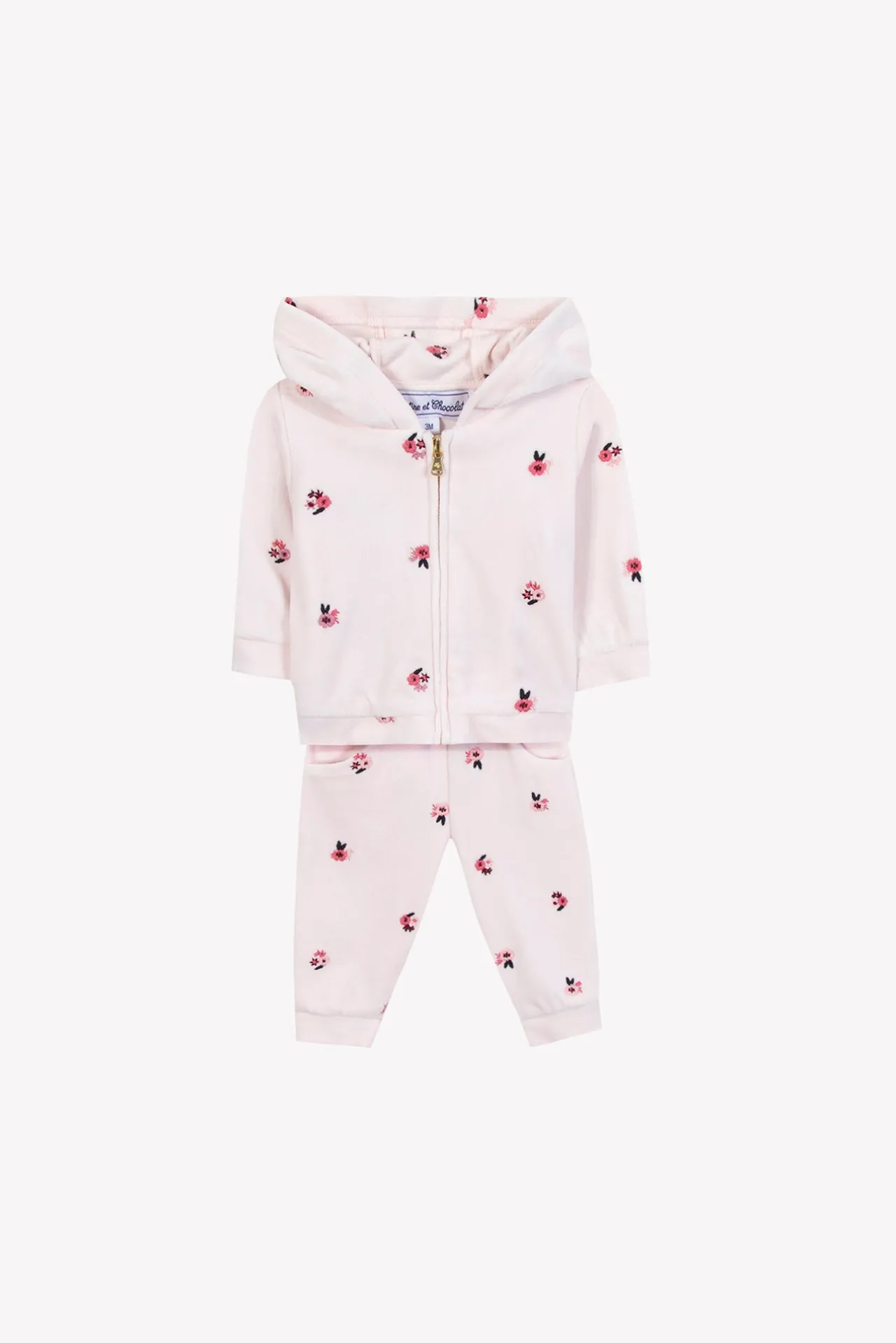 Tartine et Chocolat Ensemble jogging Rose pâle velours| Ensembles - Salopettes