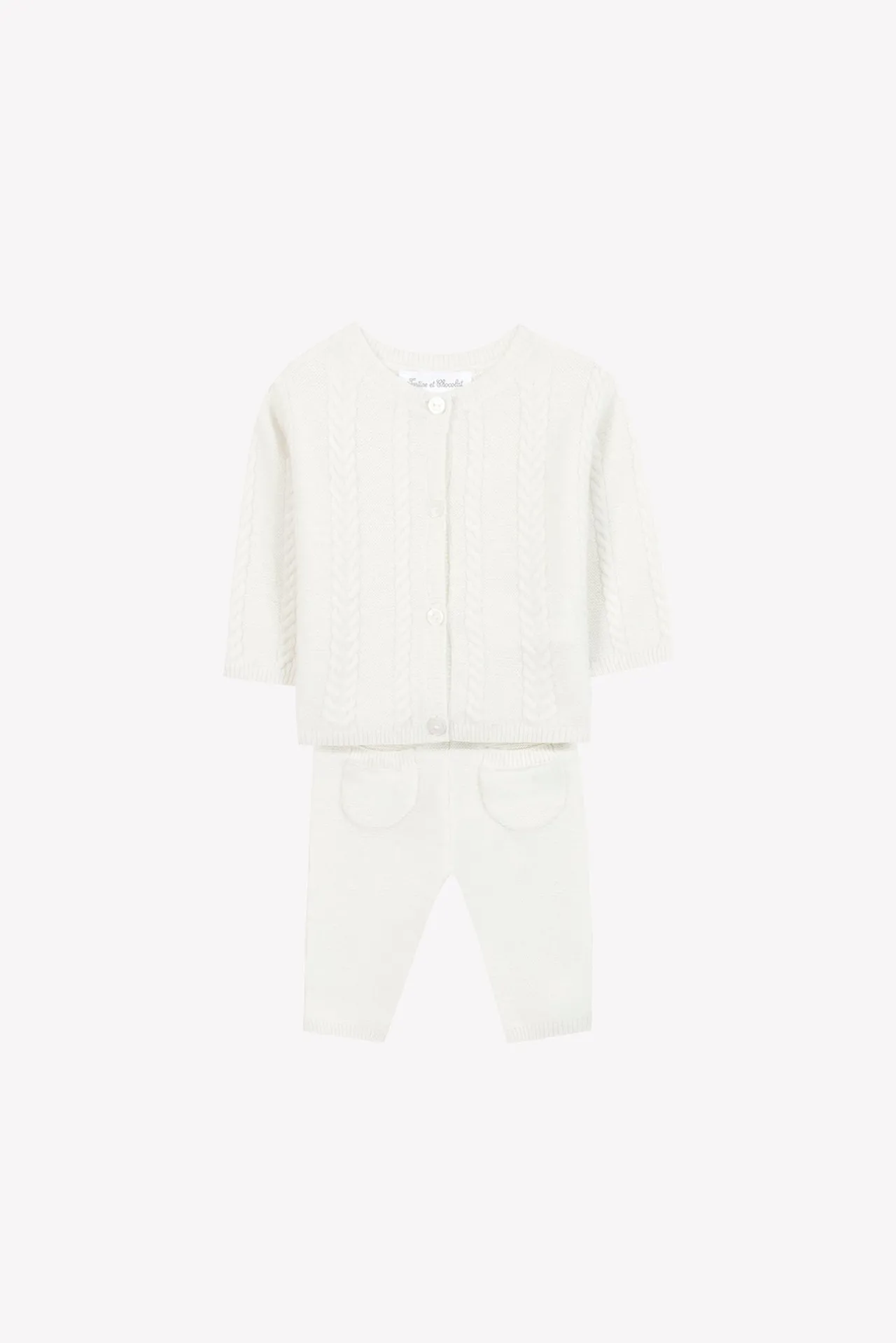 Tartine et Chocolat Ensemble long Ecru torsades| Combinaisons - Ensembles - Salopettes|Combinaisons - Ensembles - Salopettes