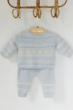 Tartine et Chocolat Ensemble long Bleu chiné jacquard| Combinaisons - Ensembles - Salopettes