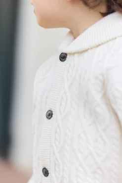 Tartine et Chocolat Gilet Ecru col châle maille torsadée| Pulls - Gilets - Sweats