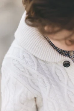 Tartine et Chocolat Gilet Ecru col châle maille torsadée| Pulls - Gilets - Sweats