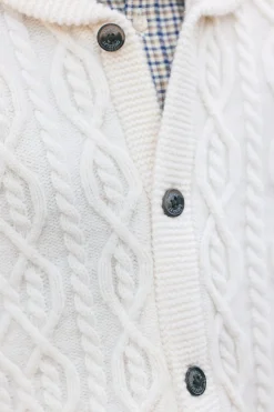 Tartine et Chocolat Gilet Ecru col châle maille torsadée| Pulls - Gilets - Sweats
