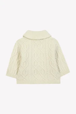 Tartine et Chocolat Gilet Ecru col châle maille torsadée| Pulls - Gilets - Sweats