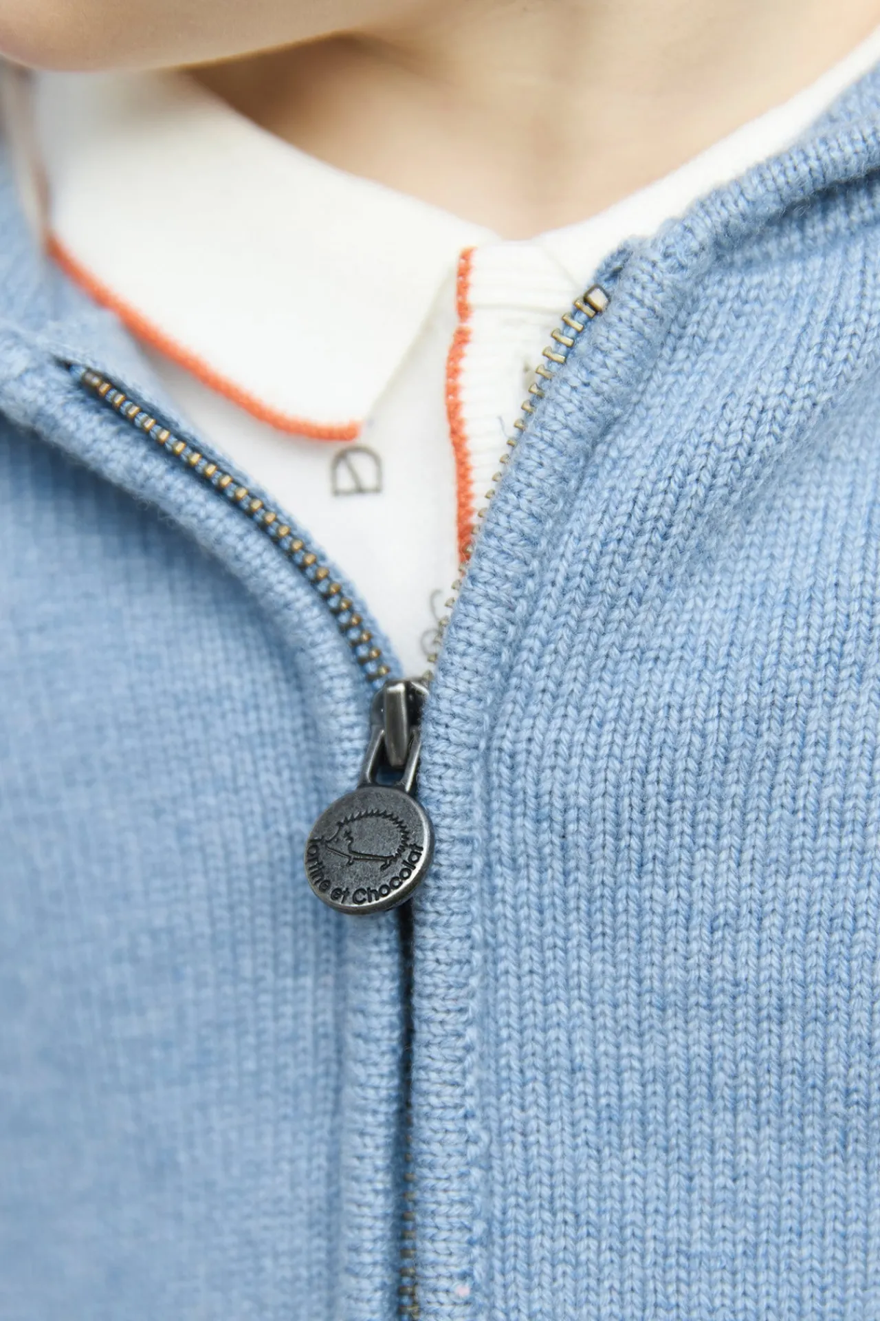 Tartine et Chocolat Gilet Bleu grisé chiné signature TC| Pulls - Gilets - Sweats