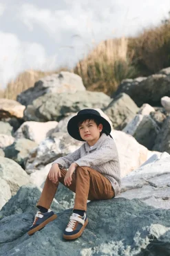 Tartine et Chocolat Gilet Gris col châle maille torsadée|Enfant Pulls - Gilets - Sweats