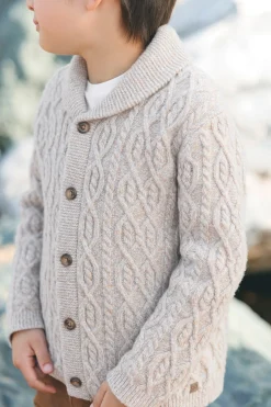 Tartine et Chocolat Gilet Gris col châle maille torsadée|Enfant Pulls - Gilets - Sweats