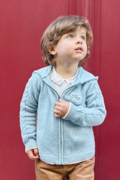 Tartine et Chocolat Gilet Bleu glacier chiné signature TC| Pulls - Gilets - Sweats