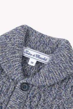 Tartine et Chocolat Gilet Marine col châle maille torsadée| Pulls - Gilets - Sweats