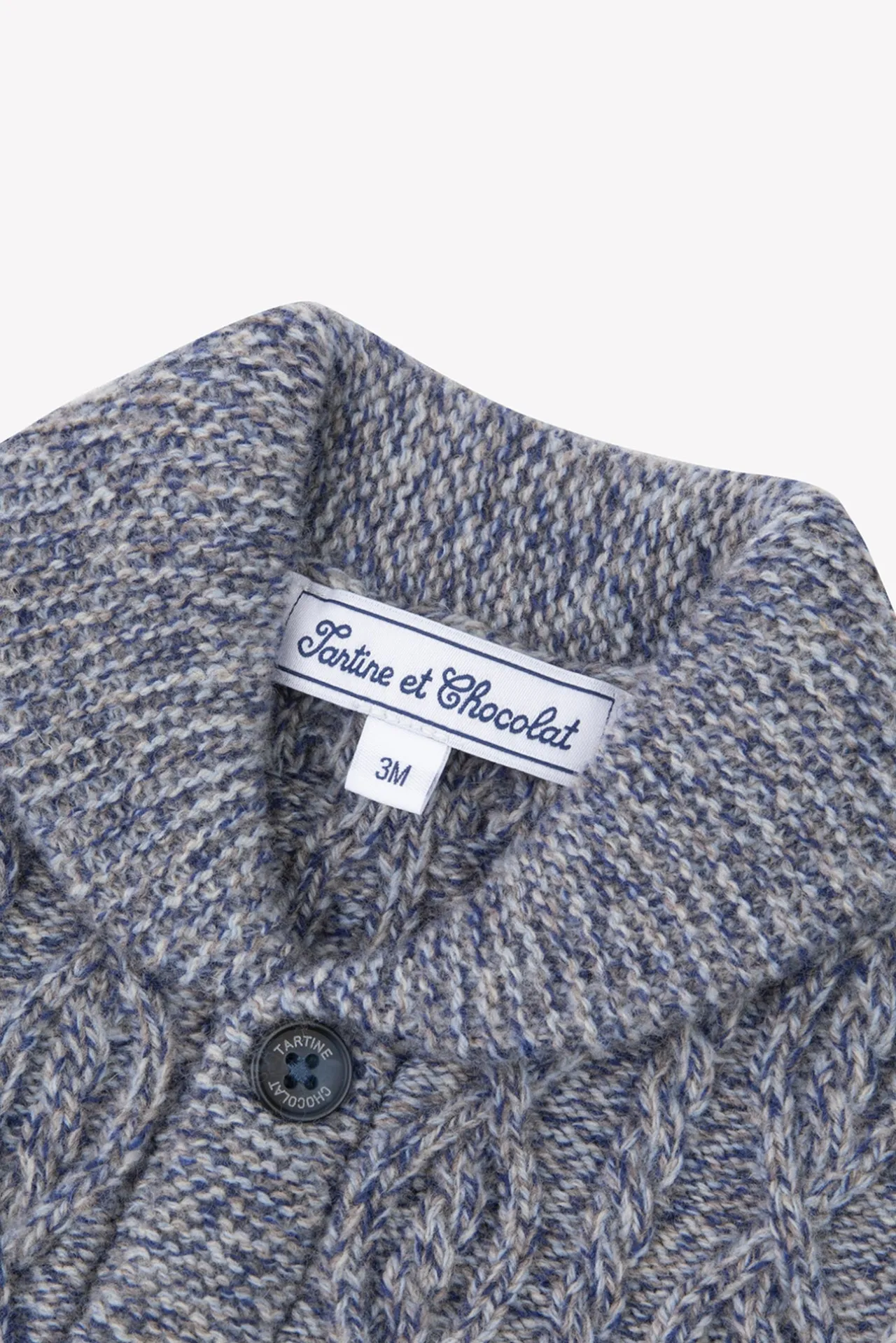 Tartine et Chocolat Gilet Marine col châle maille torsadée| Pulls - Gilets - Sweats