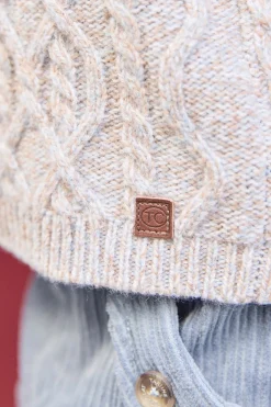 Tartine et Chocolat Gilet Bleu glacier col châle maille torsadée| Pulls - Gilets - Sweats