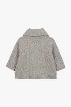 Tartine et Chocolat Gilet Bleu glacier col châle maille torsadée| Pulls - Gilets - Sweats