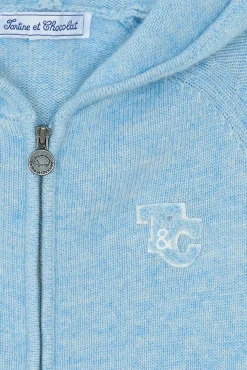 Tartine et Chocolat Gilet Bleu glacier chiné signature TC|Enfant Pulls - Gilets - Sweats