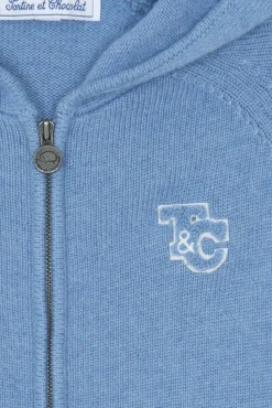 Tartine et Chocolat Gilet Bleu grisé chiné signature TC|Enfant Pulls - Gilets - Sweats