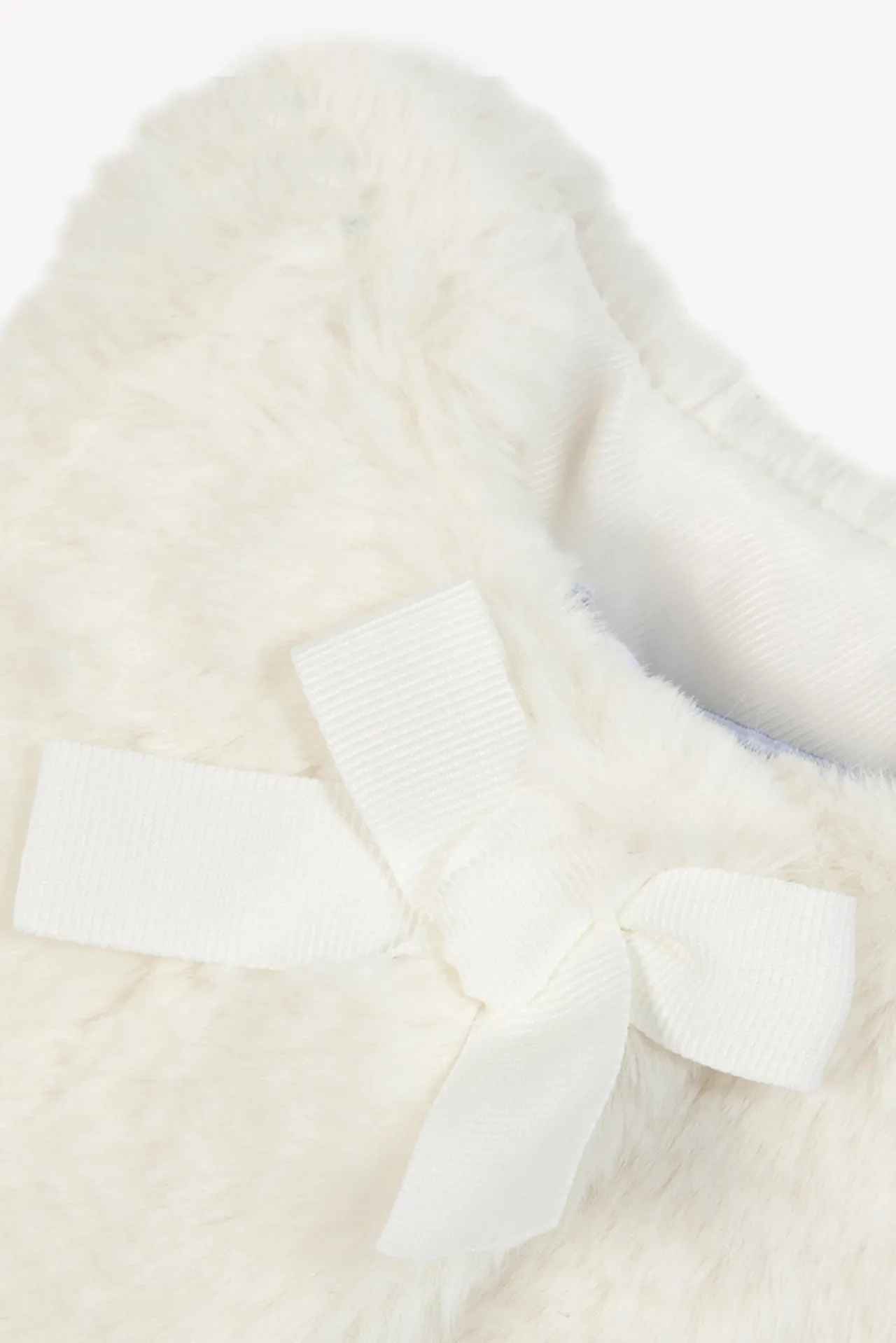 Tartine et Chocolat Gilet Ecru imitation fourrure avec nœud| Cardigans - Pulls - Sweats