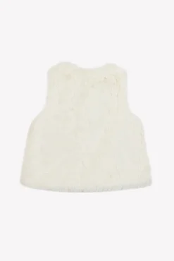 Tartine et Chocolat Gilet Ecru imitation fourrure avec nœud| Cardigans - Pulls - Sweats