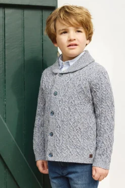 Tartine et Chocolat Gilet Marine col châle maille torsadée|Enfant Pulls - Gilets - Sweats