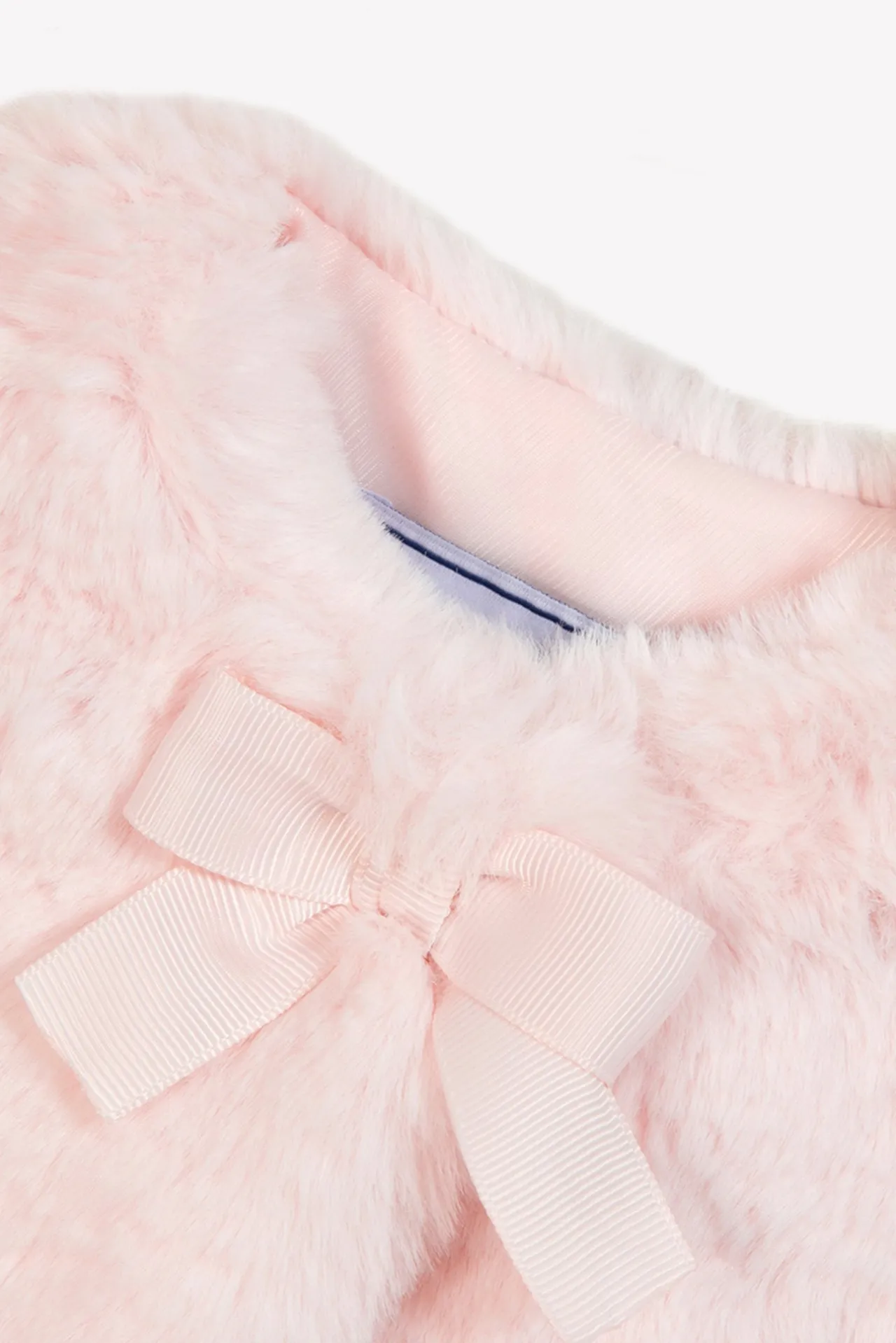 Tartine et Chocolat Gilet Rose pâle imitation fourrure avec nœud| Cardigans - Pulls - Sweats
