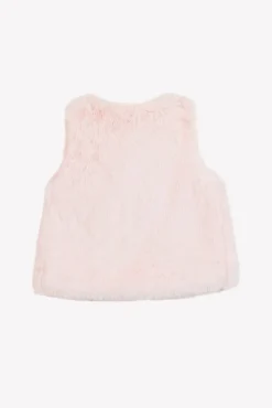 Tartine et Chocolat Gilet Rose pâle imitation fourrure avec nœud| Cardigans - Pulls - Sweats