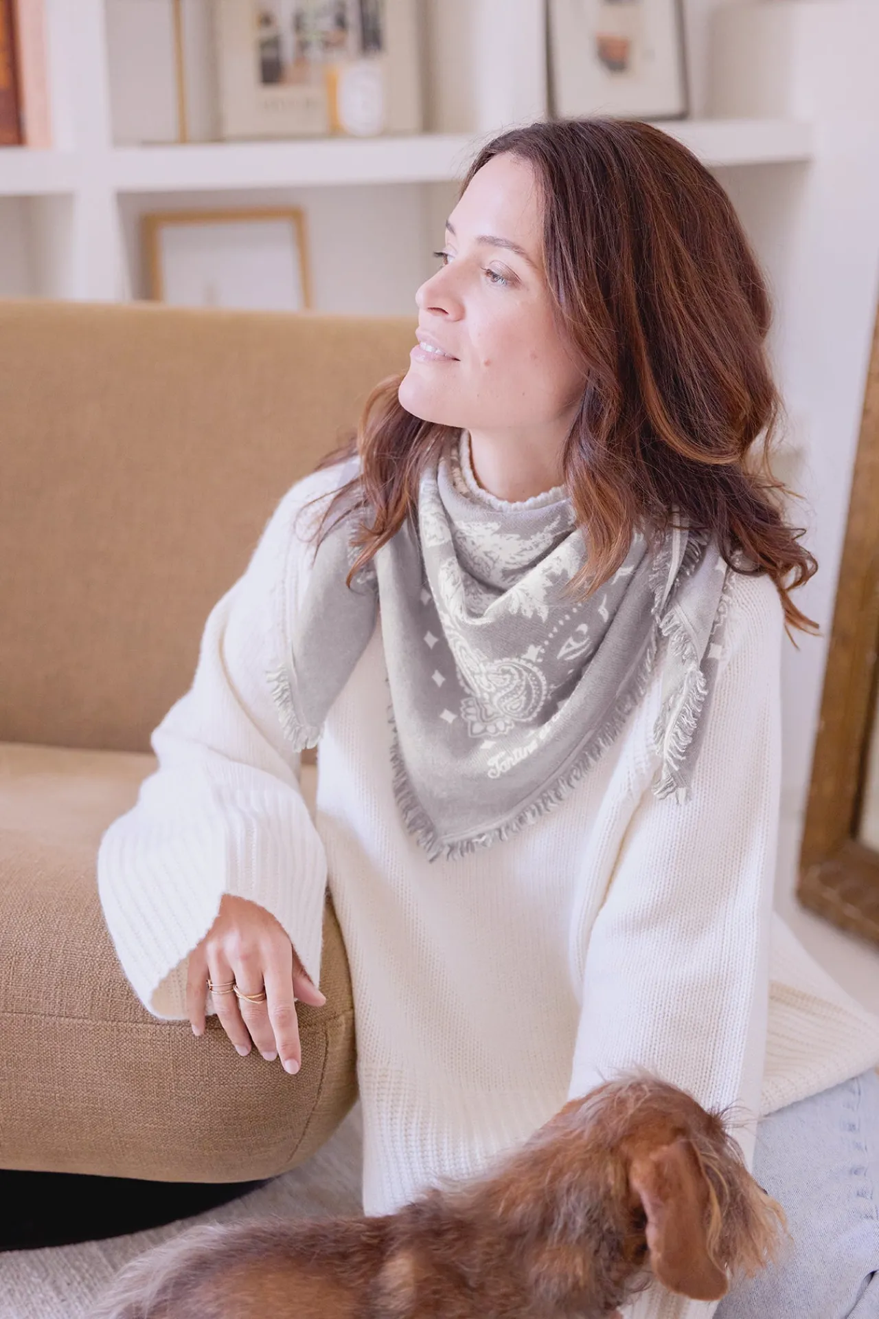 Tartine et Chocolat Grand Foulard Taupe Kujten x|Enfant Accessoires|Accessoires