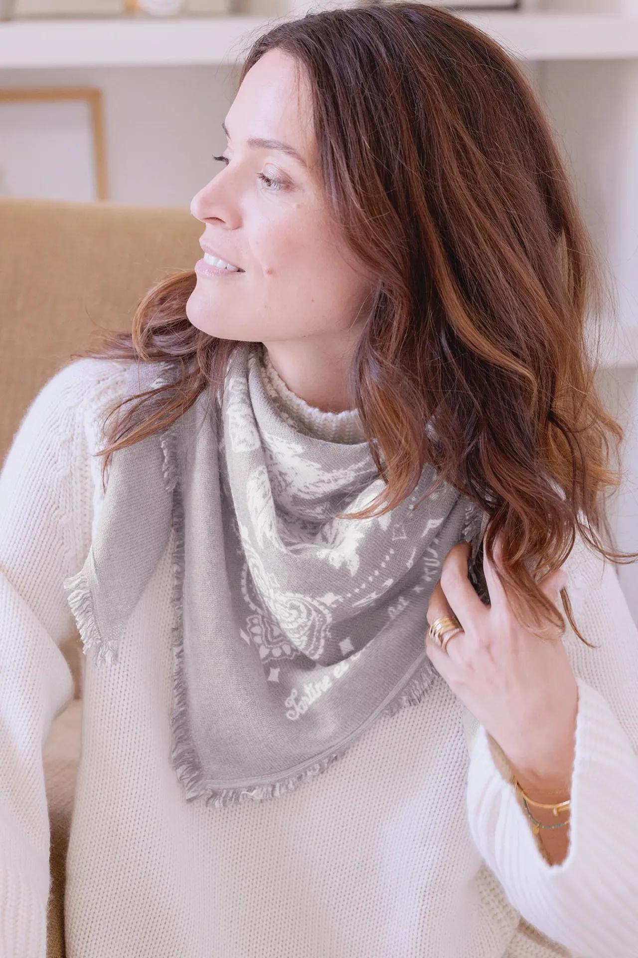 Tartine et Chocolat Grand Foulard Taupe Kujten x|Enfant Accessoires|Accessoires