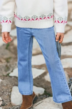 Tartine et Chocolat Jean Bleu évasé broderie|Enfant Pantalons