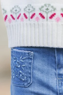 Tartine et Chocolat Jean Bleu évasé broderie|Enfant Pantalons