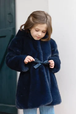 Tartine et Chocolat Manteau Marine imitation fourrure|Enfant Manteaux - Vestes