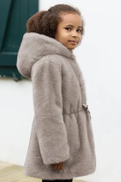 Tartine et Chocolat Manteau Taupe imitation fourrure|Enfant Manteaux - Vestes