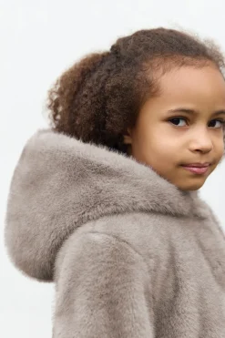 Tartine et Chocolat Manteau Taupe imitation fourrure|Enfant Manteaux - Vestes