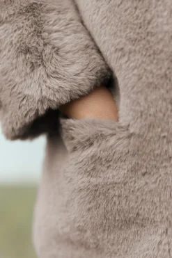 Tartine et Chocolat Manteau Taupe imitation fourrure|Enfant Manteaux - Vestes