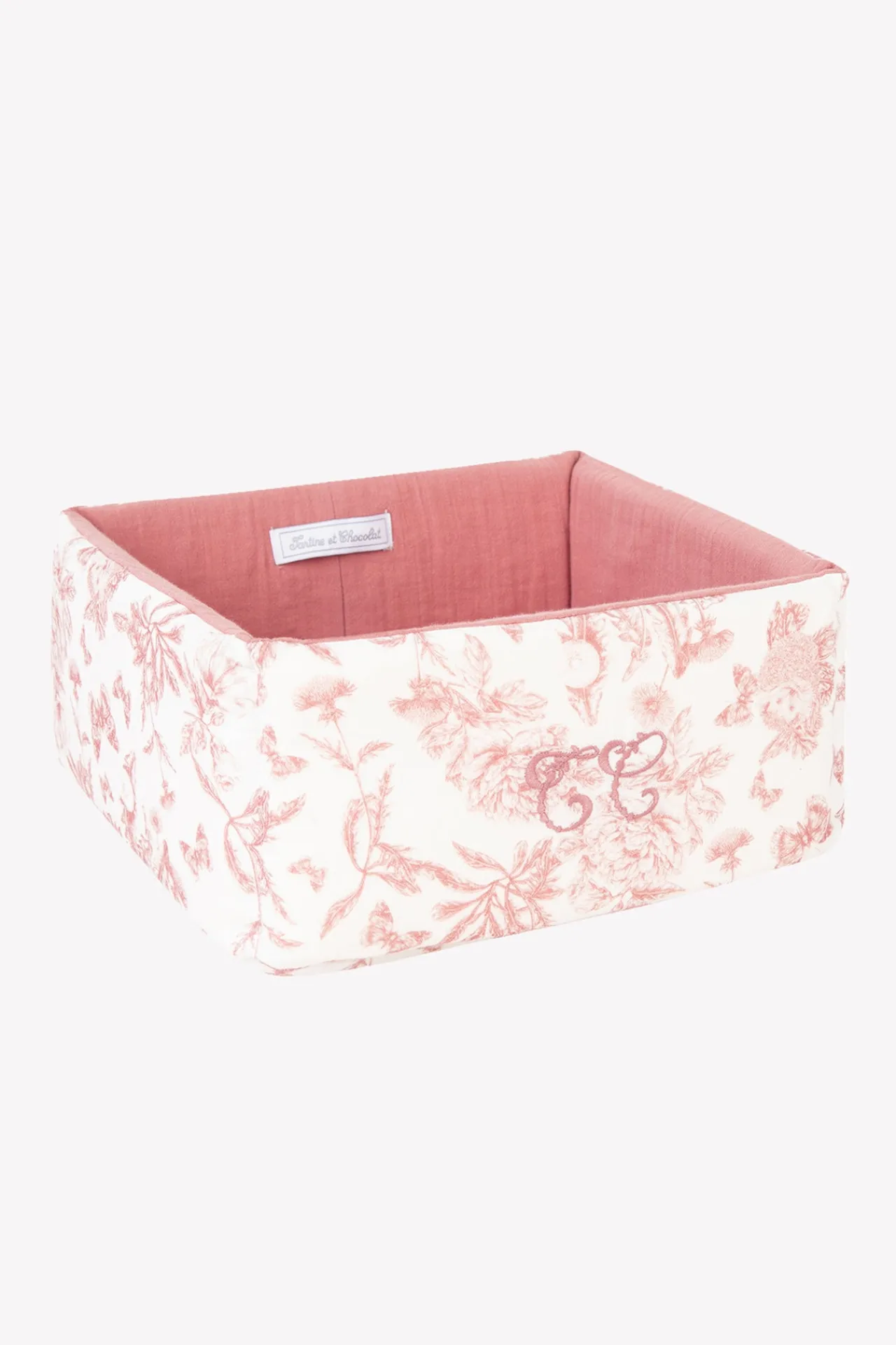 Tartine et Chocolat Panière Imprimé inspiration Toile de Jouy rose| Toile De Jouy Rose|Linges - Accessoires De Bain